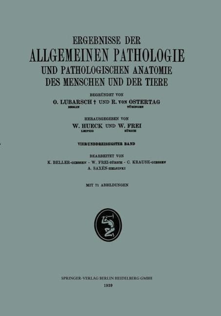 Produktbild: Ergebnisse der Allgemeinen Pathologie und Pathologischen Anatomie des Menschen und der Tiere