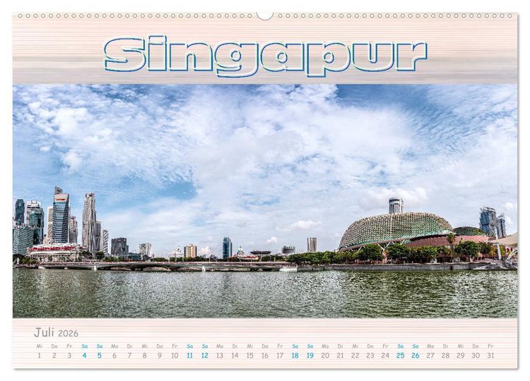 Produktbild: Singapur als Panorama (hochwertiger Premium Wandkalender 2026 DIN A2 quer), Kunstdruck in Hochglanz