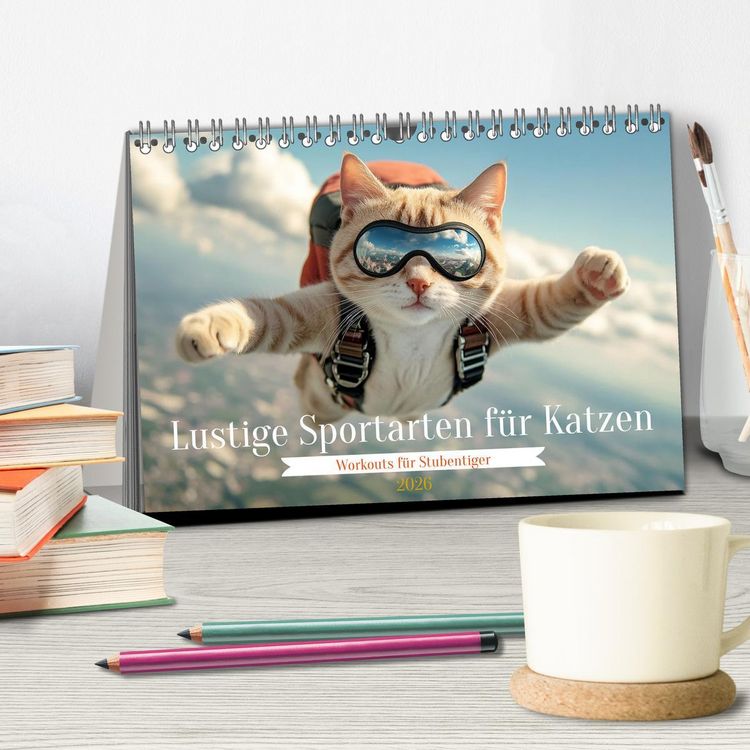 Produktbild: Lustige Sportarten f&uuml;r Katzen (Tischkalender 2026 DIN A5 quer), CALVENDO Monatskalender