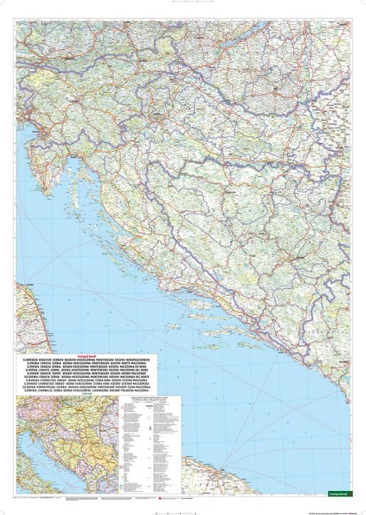 Produktbild: freytag & berndt Stra&szlig;enkarte Slowenien - Kroatien - Serbien - Bosnien-Herzegowina - Montenegro - Kosovo - Nordmazedonien 1:600.000