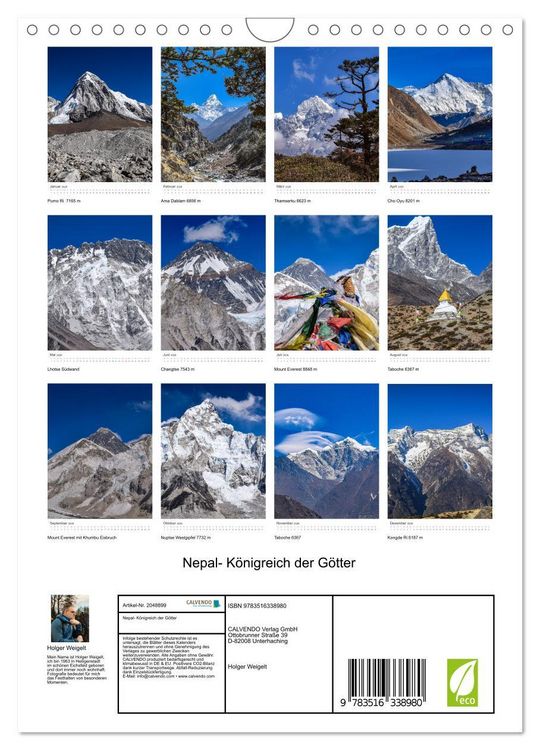 Produktbild: Nepal- K&ouml;nigreich der G&ouml;tter (Wandkalender 2026 DIN A4 hoch), CALVENDO Monatskalender
