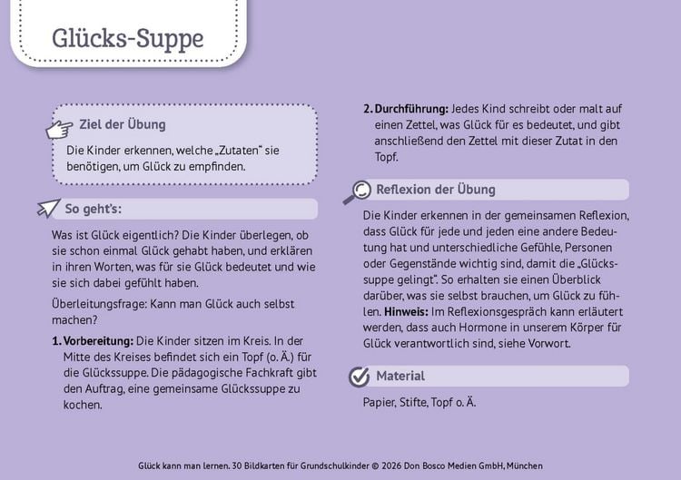 Produktbild: Gl&uuml;ck kann man lernen. 30 Bildkarten f&uuml;r Grundschulkinder