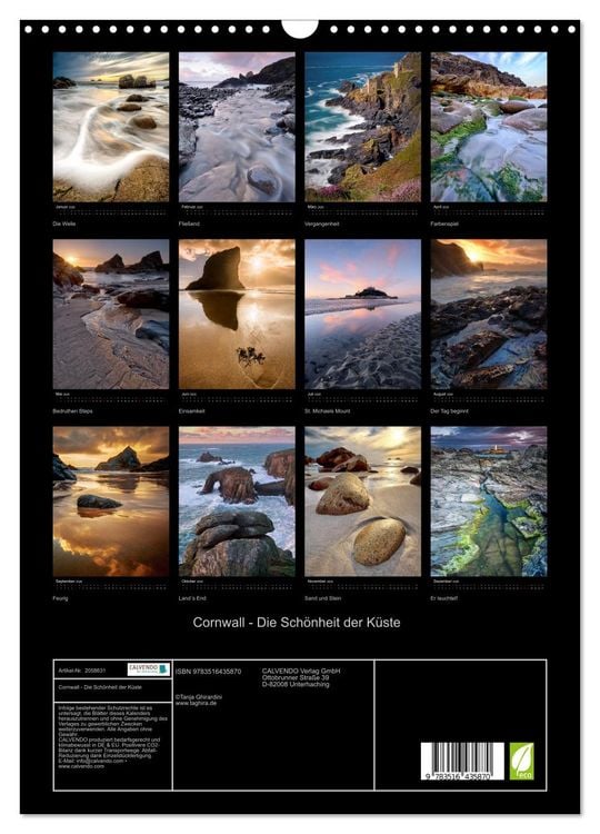 Produktbild: Cornwall - Die Sch&ouml;nheit der K&uuml;ste (Wandkalender 2026 DIN A3 hoch), CALVENDO Monatskalender