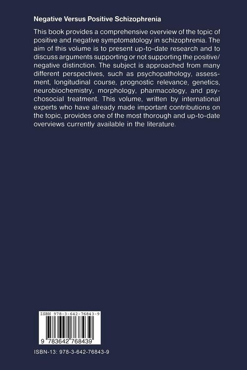 Produktbild: Negative Versus Positive Schizophrenia
