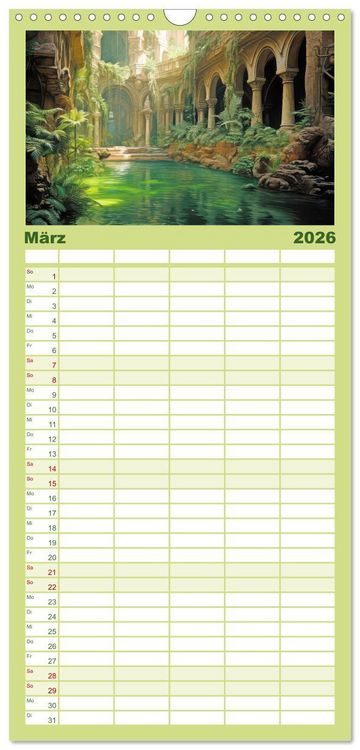Produktbild: Familienplaner 2026 - Ruinen versunkener Kulturen - Fantasiebilder mit 5 Spalten (Wandkalender, 21 x 45 cm) CALVENDO