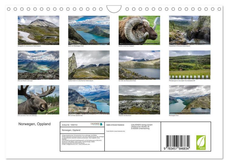 Produktbild: Norwegen, Oppland (Wandkalender 2026 DIN A4 quer), CALVENDO Monatskalender