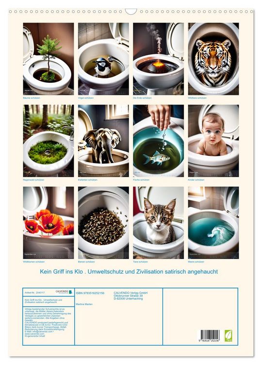 Produktbild: Kein Griff ins Klo . Umweltschutz und Zivilisation satirisch angehaucht (Wandkalender 2026 DIN A2 hoch), CALVENDO Monatskalender