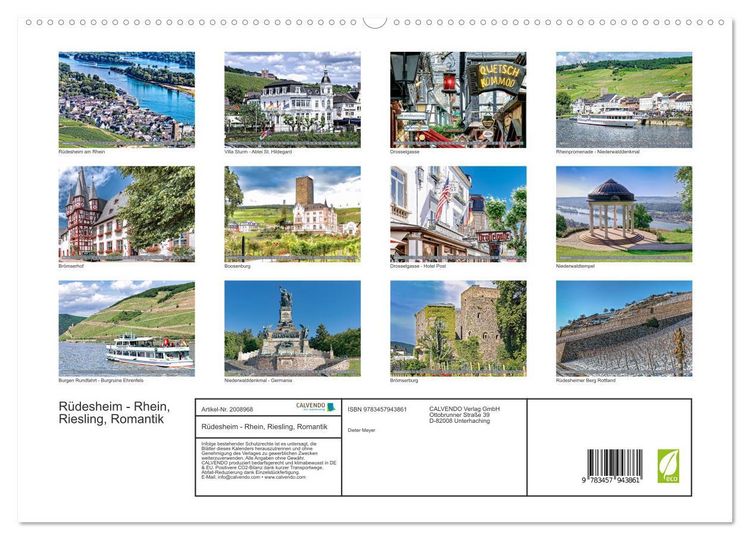 Produktbild: R&uuml;desheim - Rhein, Riesling, Romantik (hochwertiger Premium Wandkalender 2026 DIN A2 quer), Kunstdruck in Hochglanz