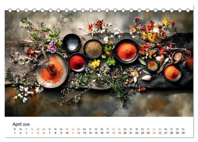 Produktbild: K&uuml;chenkalender Gew&uuml;rzwelt (Tischkalender 2026 DIN A5 quer), CALVENDO Monatskalender