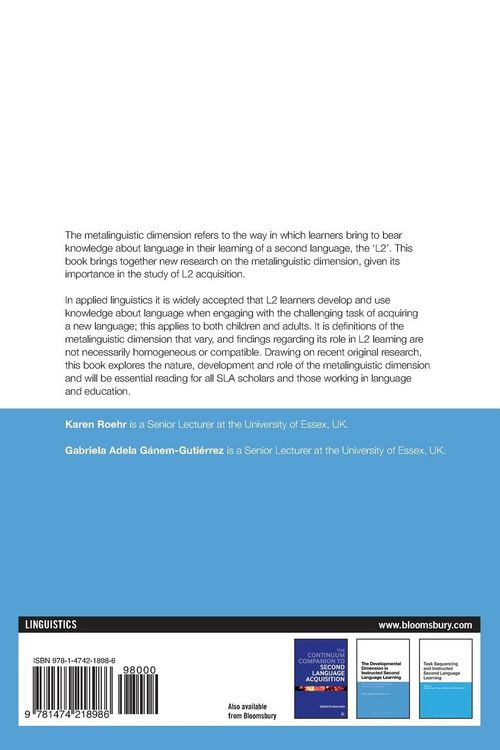 Produktbild: The Metalinguistic Dimension in Instructed Second Language Learning