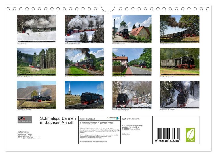 Produktbild: Schmalspurbahnen in Sachsen Anhalt (Wandkalender 2026 DIN A4 quer), CALVENDO Monatskalender
