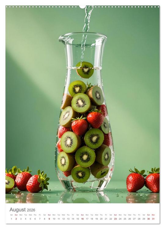 Produktbild: Pure refreshment - Infused water (High Quality Premium Wall Calendar 2026 DIN A2 portrait),CALVENDO 12 Month Wall Calendar