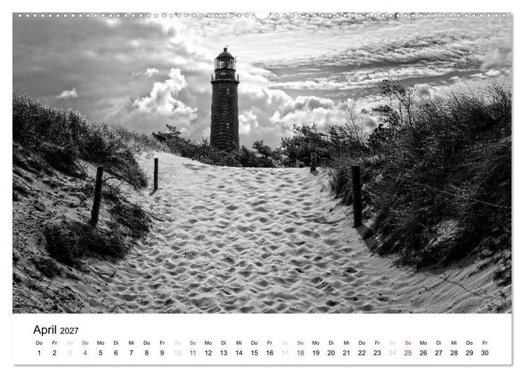 Produktbild: Ostseebad Zingst - Impressionen in Schwarz-Wei&szlig; (Wandkalender 2027 DIN A2 quer), CALVENDO Monatskalender