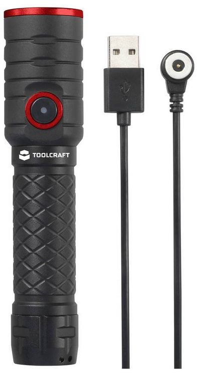 Produktbild: TOOLCRAFT Taschenlampe mit Stroboskopmodus Li-Ionen Akkus 1000lm 5.5h 155g