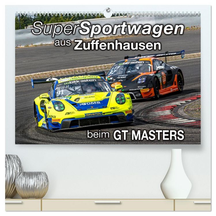 Produktbild: Super Sportwagen aus Zuffenhausen beim GT MASTERS (hochwertiger Premium Wandkalender 2026 DIN A2 quer), Kunstdruck in Hochglanz