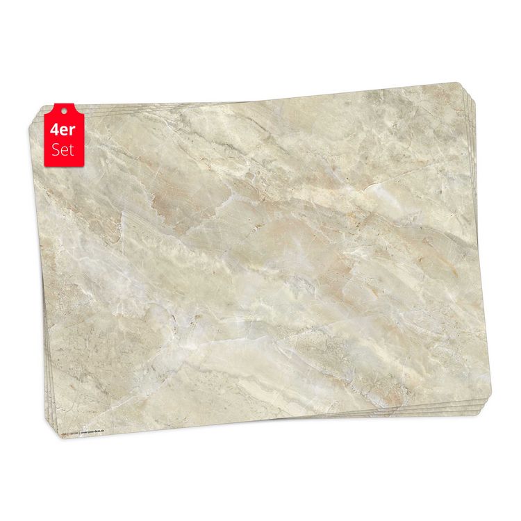 Produktbild: Tischsetmacher Tischsets sandfarbene Marmorplatte hell, aus hochwertigem Vinyl (4 St&uuml;ck), 44 x 32 cm