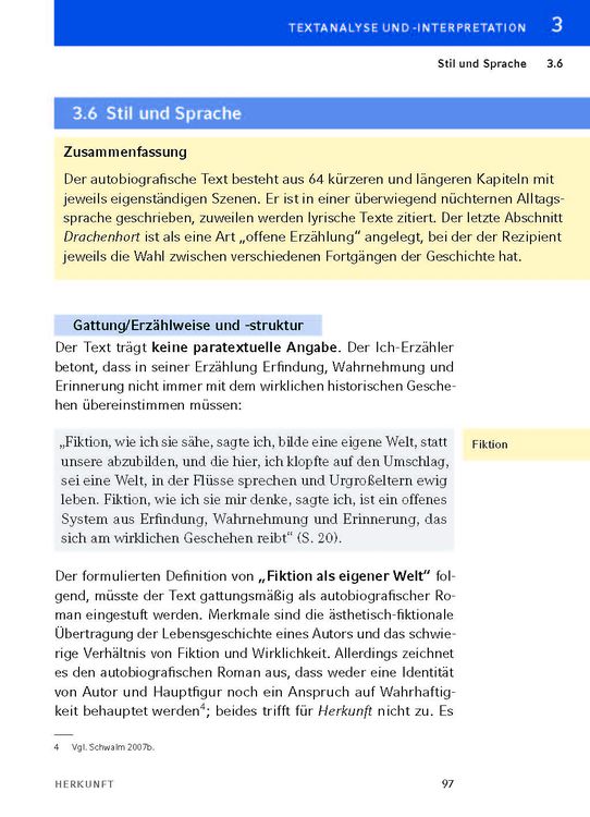 Produktbild: Herkunft - Textanalyse und Interpretation