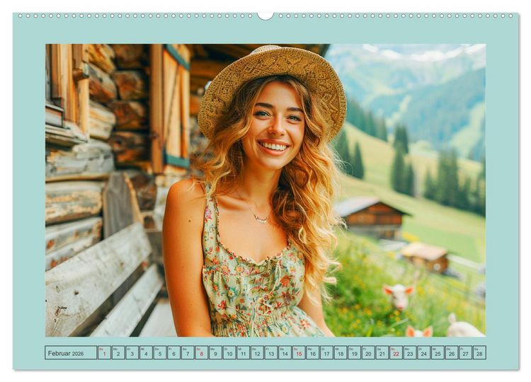 Produktbild: Almwiesenm&auml;rchen. Zauberhafte Frauen und gute Laune in den Bergen (hochwertiger Premium Wandkalender 2026 DIN A2 quer), Kunstdruck in Hochglanz