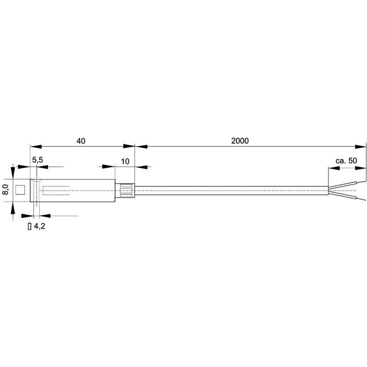 Produktbild: Enda Temperatursensor K10-TC-J-40x8x8-2M F&uuml;hler-Typ J Messbereich Temperatur-50 bis 400 &deg;C Kabell&auml;nge (Details) 2 m