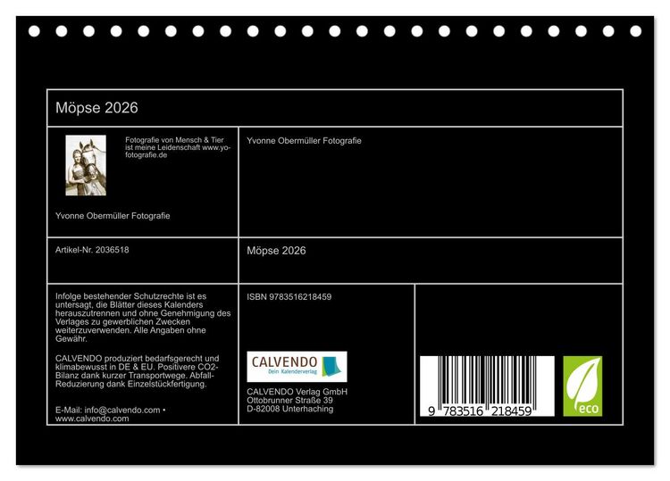 Produktbild: M&ouml;pse 2026 (Tischkalender 2026 DIN A5 quer), CALVENDO Monatskalender