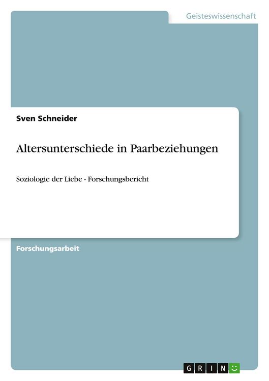 Produktbild: Altersunterschiede in Paarbeziehungen