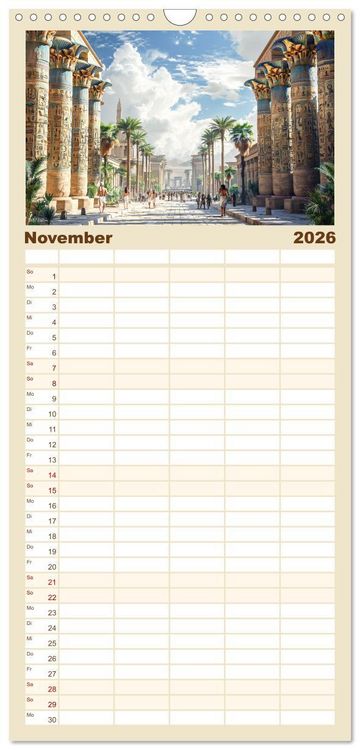 Produktbild: Familienplaner 2026 - Im Schatten der Pyramidern mit 5 Spalten (Wandkalender, 21 x 45 cm) CALVENDO