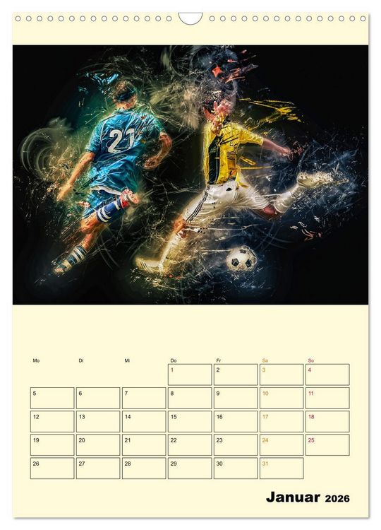 Produktbild: Fu&szlig;ball - Feuer (Wandkalender 2026 DIN A3 hoch), CALVENDO Monatskalender