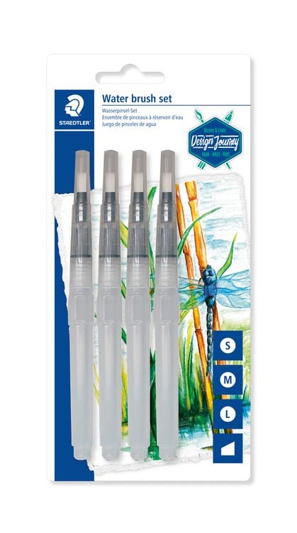 Produktbild: STAEDTLER Wasserpinsel rund fein, rund medium, rund gro&szlig;, Keilspitze, 4er Set