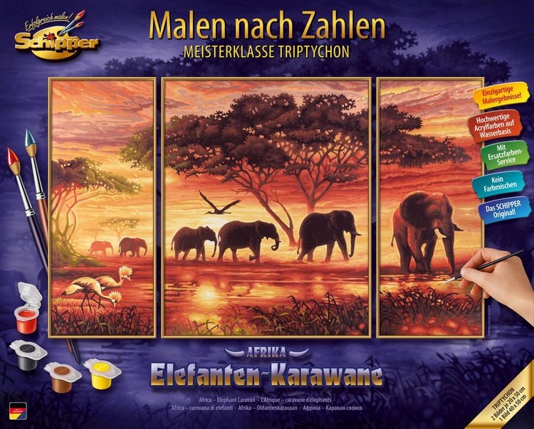 Produktbild: Schipper Malen nach Zahlen: Elefanten Karawane, 50 x 80 cm