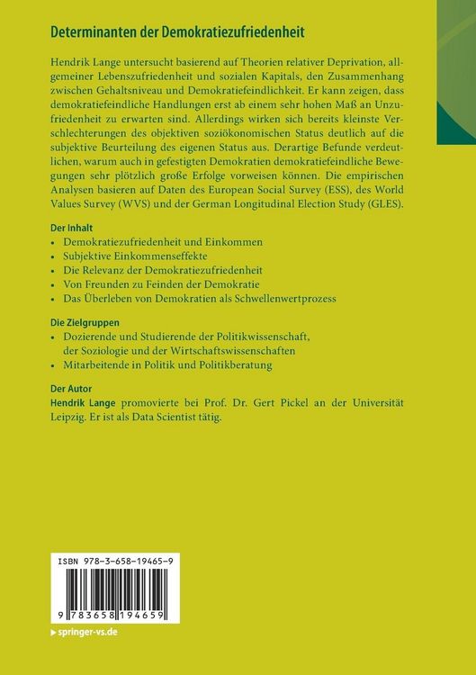 Produktbild: Determinanten der Demokratiezufriedenheit