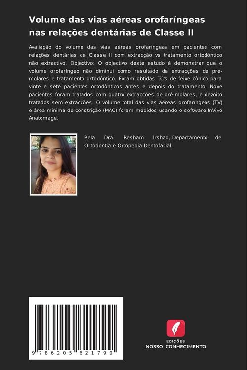Produktbild: Volume das vias a&eacute;reas orofar&iacute;ngeas nas rela&ccedil;&otilde;es dent&aacute;rias de Classe II
