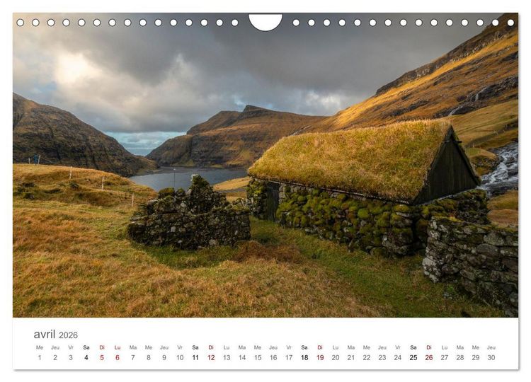 Produktbild: Lumi&egrave;res d'automne aux &icirc;les F&eacute;ro&eacute; (Calendrier mural 2026 DIN A4 vertical), CALVENDO calendrier mensuel