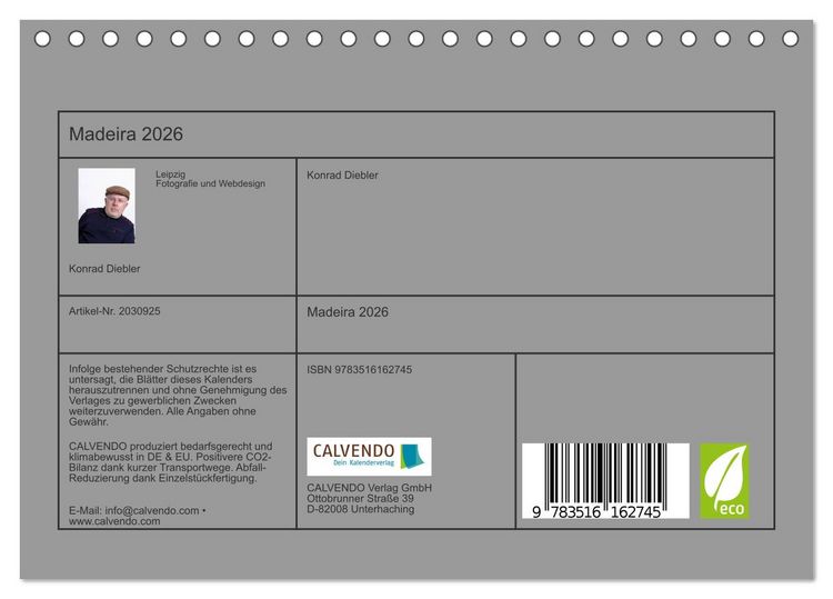 Produktbild: Madeira 2026 (Tischkalender 2026 DIN A5 quer), CALVENDO Monatskalender