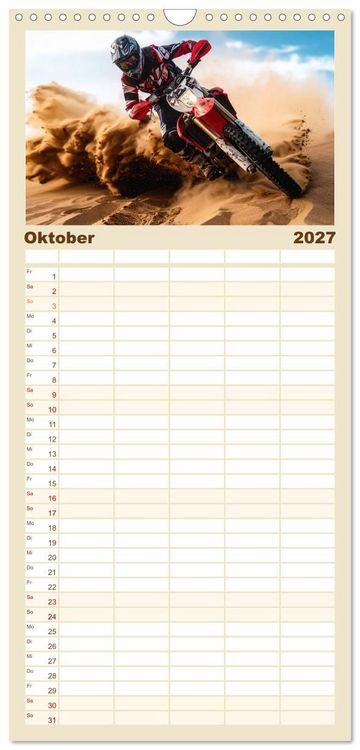 Produktbild: Familienplaner 2027 - W&uuml;stenabenteuer - Spektakul&auml;re Moto-Rallys mit 5 Spalten (Wandkalender, 21 x 45 cm) CALVENDO