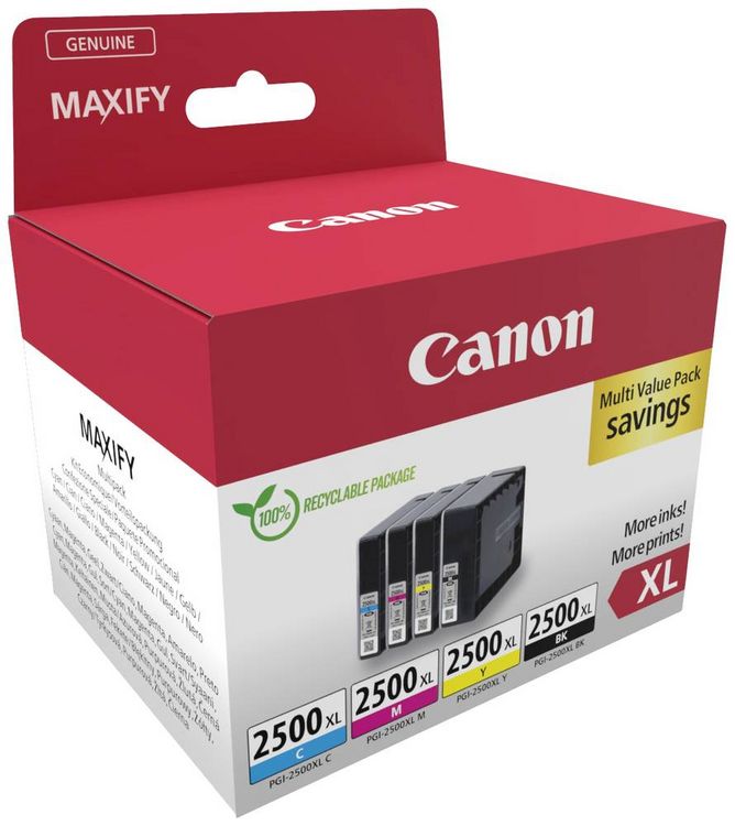Produktbild: Canon Druckerpatrone PGI-2500XL BK/C/M/Y Multipack Original Kombi-Pack Schwarz, Cyan, Magenta, Gelb 9254B010