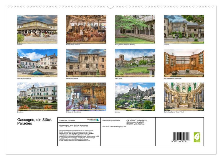 Produktbild: Gascogne, ein St&uuml;ck Paradies (hochwertiger Premium Wandkalender 2027 DIN A2 quer), Kunstdruck in Hochglanz