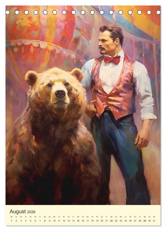 Produktbild: Zirkus. Manege frei! Willkommen im nostalgischen Wunderland (Tischkalender 2026 DIN A5 hoch), CALVENDO Monatskalender