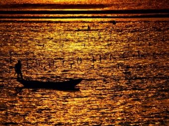 Produktbild: CALVENDO Puzzle Mann mit Boot bei der Algenernte, Bali 1000 Teile Puzzle quer | 1000 Teile Lege-Gr&ouml;&szlig;e 64 &times; 48 cm Foto-Puzzle f&uuml;r gl&uuml;ckliche Stunden