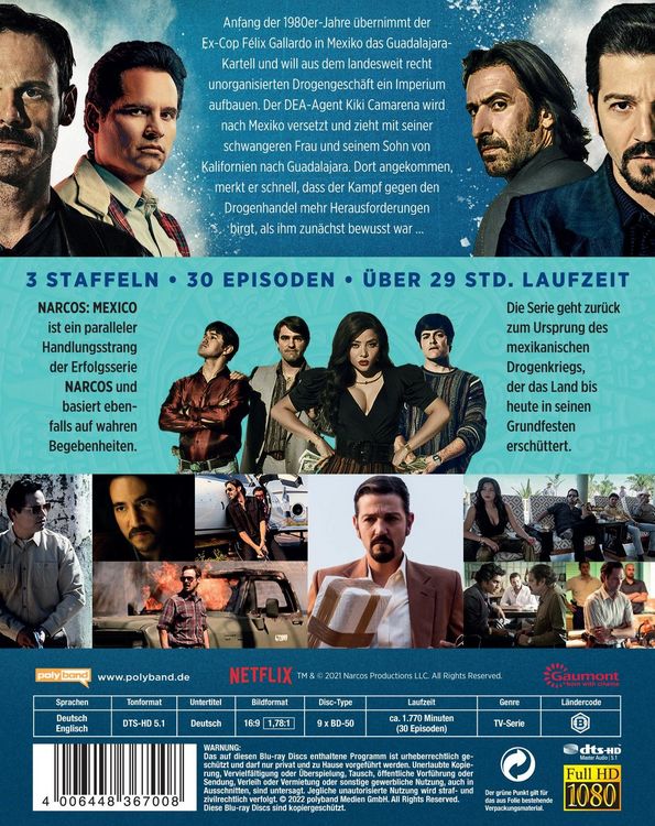 Produktbild: NARCOS: MEXICO - Die komplette Serie (Staffel 1 - 3) LTD. [9 BRs]