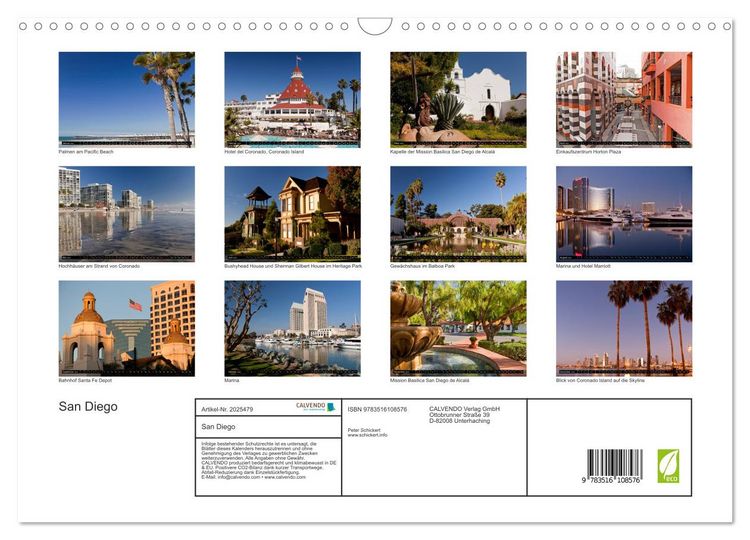 Produktbild: San Diego (Wandkalender 2026 DIN A3 quer), CALVENDO Monatskalender