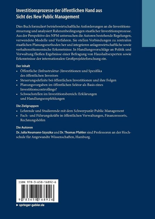 Produktbild: Investitionsprozesse der &ouml;ffentlichen Hand aus Sicht des New Public Management