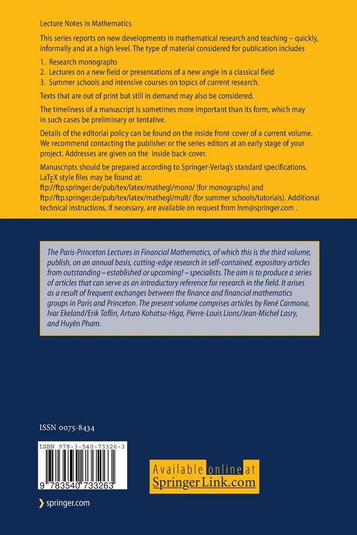 Produktbild: Paris-Princeton Lectures on Mathematical Finance 2004