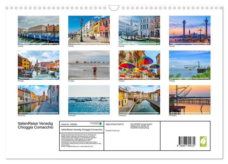 Produktbild: ItalienReise Venedig Chioggia Comacchio (Wandkalender 2026 DIN A3 quer), CALVENDO Monatskalender