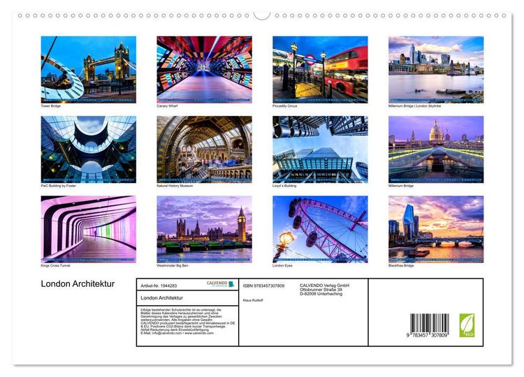 Produktbild: London Architektur (hochwertiger Premium Wandkalender 2026 DIN A2 quer), Kunstdruck in Hochglanz