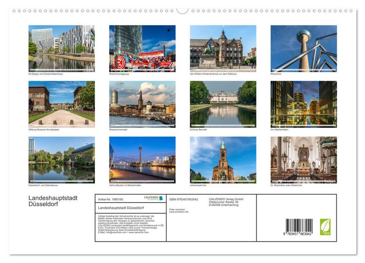 Produktbild: Landeshauptstadt D&uuml;sseldorf (hochwertiger Premium Wandkalender 2026 DIN A2 quer), Kunstdruck in Hochglanz