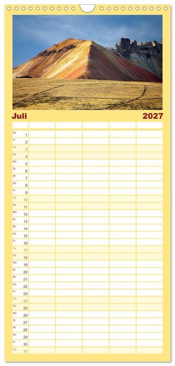 Produktbild: Familienplaner 2027 - Bolivien - Eine Wanderreise mit 5 Spalten (Wandkalender, 21 x 45 cm) CALVENDO