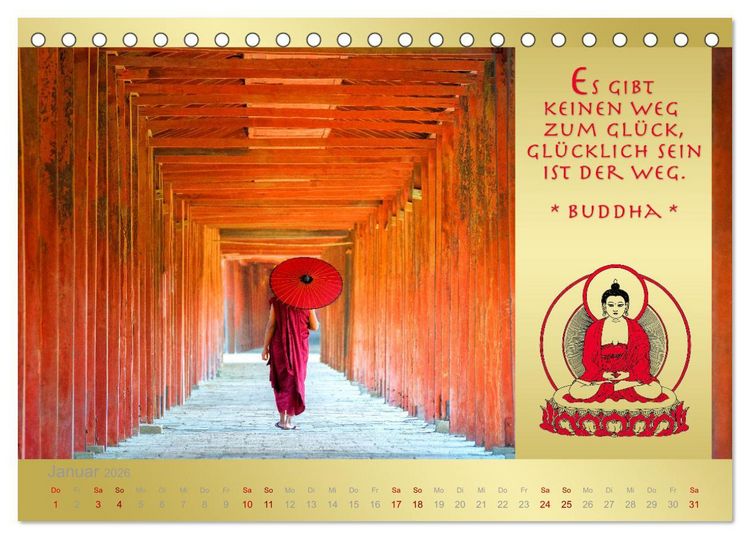 Produktbild: BUDDHA IM GL&Uuml;CK - Buddhistische Weisheiten (Tischkalender 2026 DIN A5 quer), CALVENDO Monatskalender