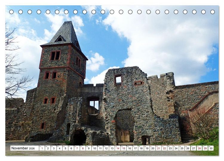 Produktbild: Liebliche Bergstra&szlig;e - Burgen, Wein und Fachwerk (Tischkalender 2026 DIN A5 quer), CALVENDO Monatskalender
