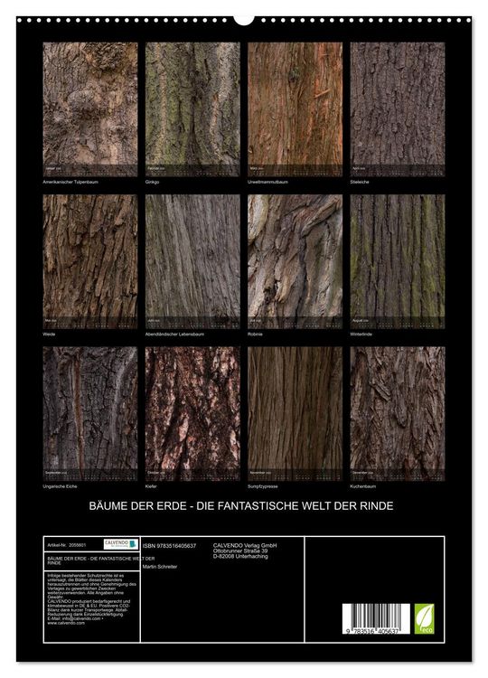 Produktbild: B&Auml;UME DER ERDE - DIE FANTASTISCHE WELT DER RINDE (hochwertiger Premium Wandkalender 2026 DIN A2 hoch), Kunstdruck in Hochglanz