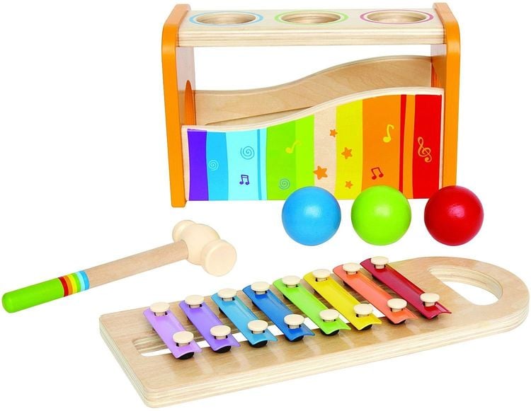 Hape E0305 - Regenbogen Xylophon und Hammerspiel
